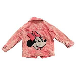 Disney Minnie Mouse Girls Acid Wash Pink Denim Jacket with Back Patch Size 2T